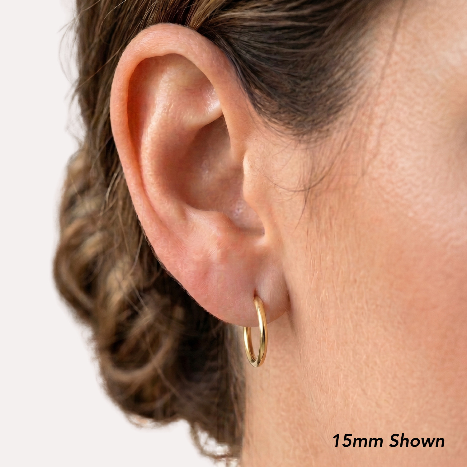 14K Real Solid Yellow Gold Everyday Hoop Earrings 1.3mm Tube Endless Hoops