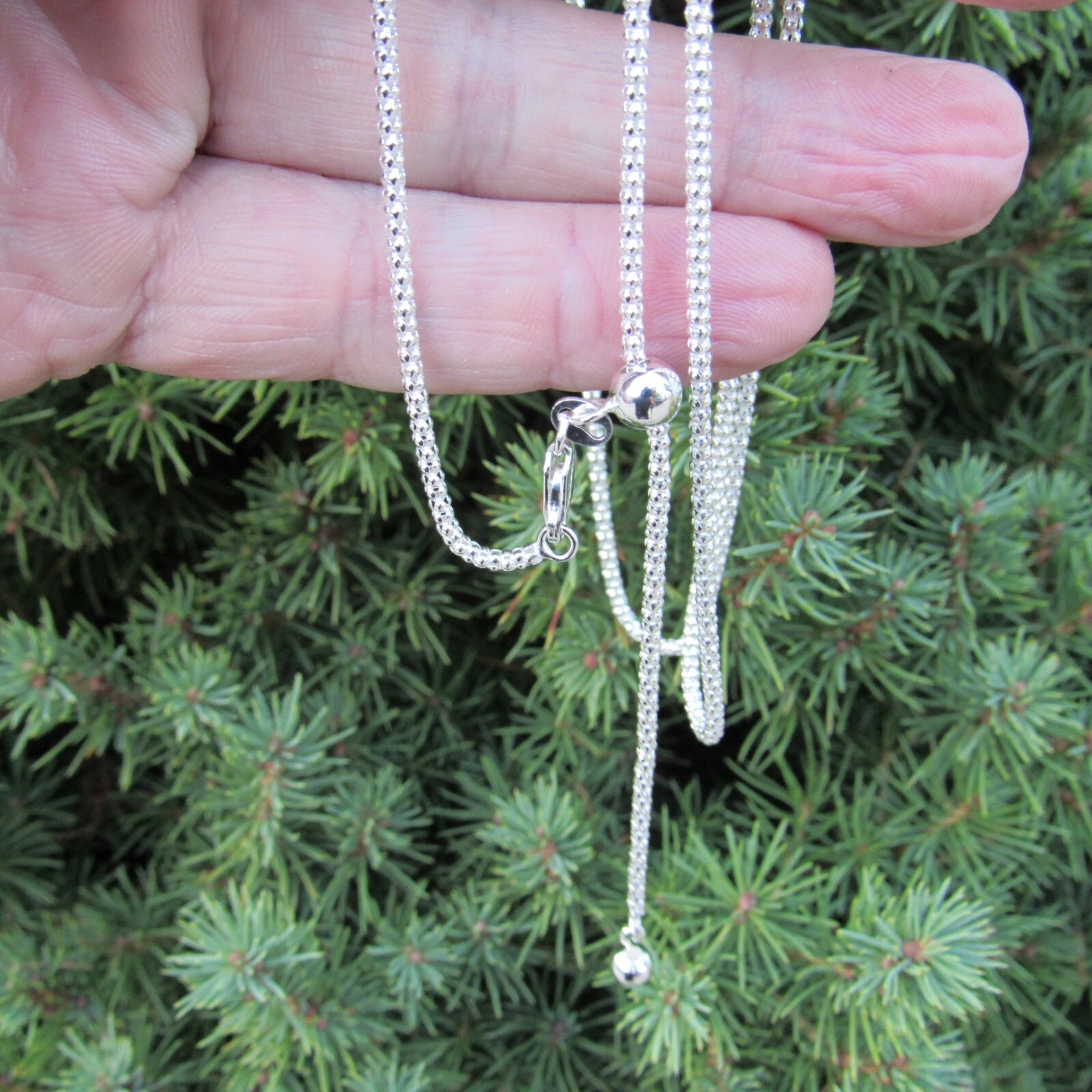 Solid Genuine 925 Sterling Silver Women’s Italian Popcorn Garland Chain Necklace