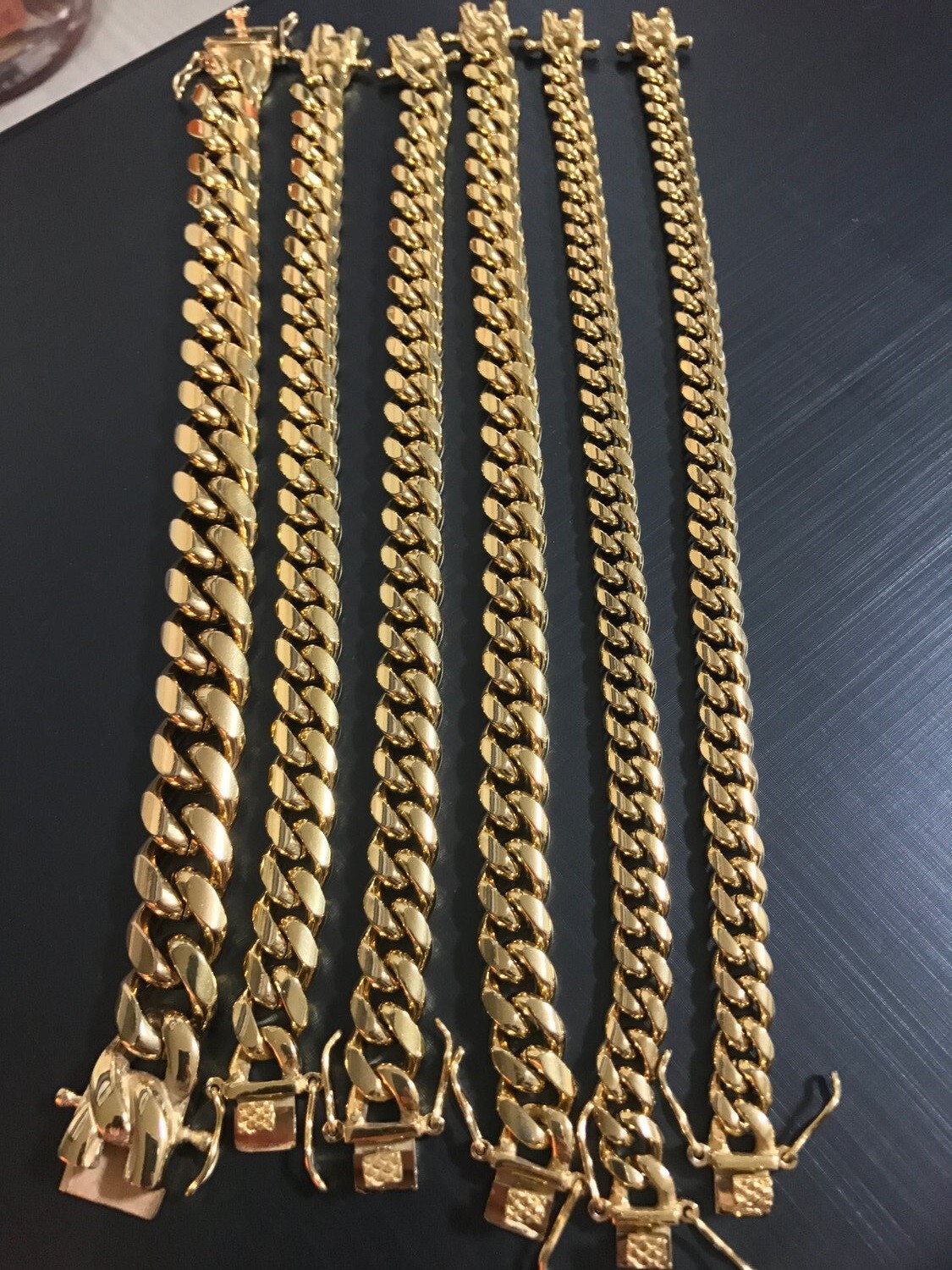 Men’s Miami Cuban Link Bracelet & Chain Combo Set Gold Plated Stainless Steel