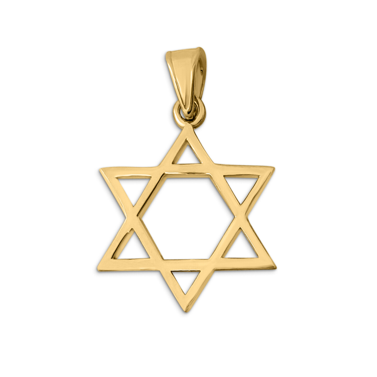 Solid 18K Yellow Gold Star of David Pendant Gold Magen David Pendant, 3 Sizes