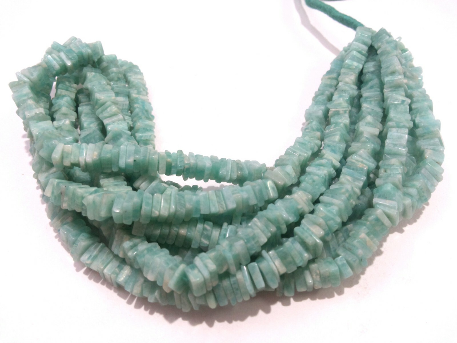 1 Strand Natural Amazonite Square Heishi Cut Choki Smooth 5-6mm Beads 16″inch