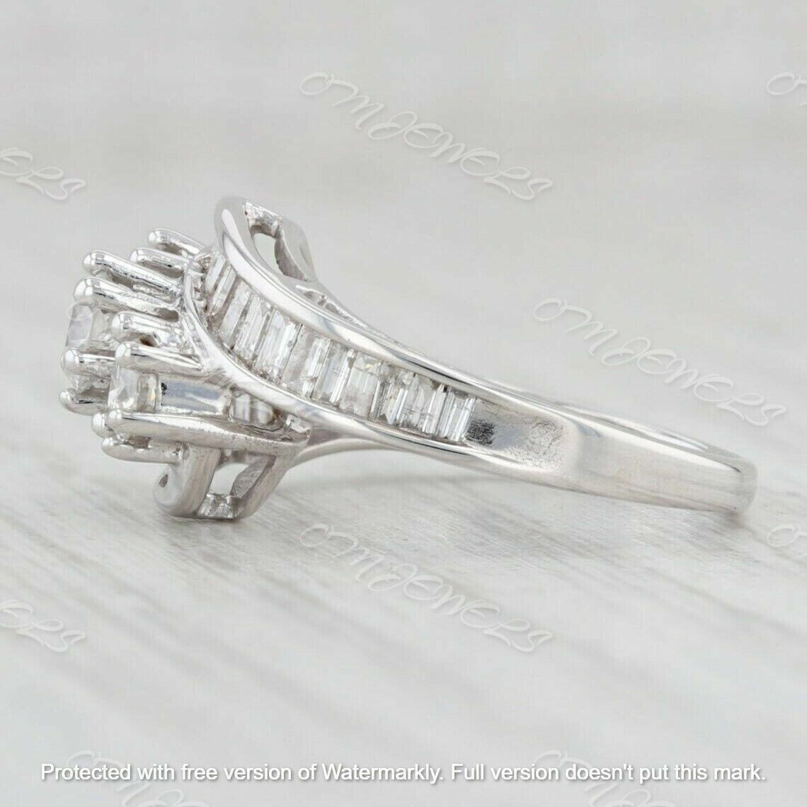 2Ct Lab-Created Diamond Solitaire With Accents Engagement Ring 14K White Gold F