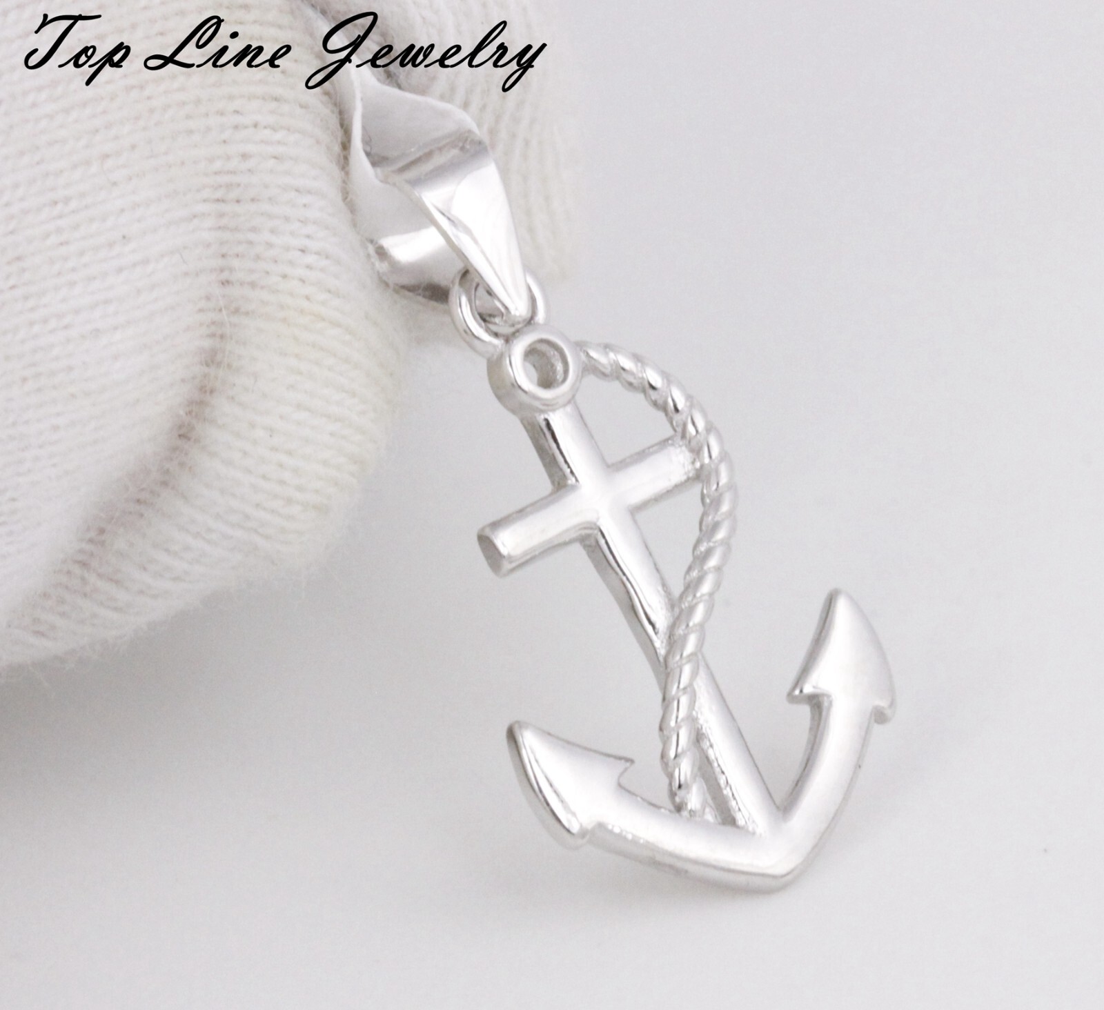Women Men Solid 925 Sterling Silver 14mm Nautical Navy Anchor Pendant Lead Free