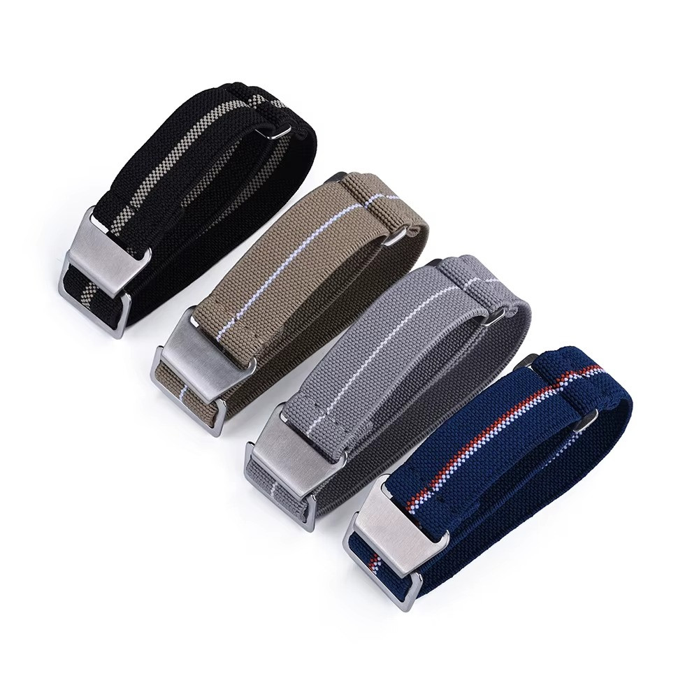 60s French Troops Parachute Bag Elastic Watch Strap 18 20mm 22mm Nylon Watchband