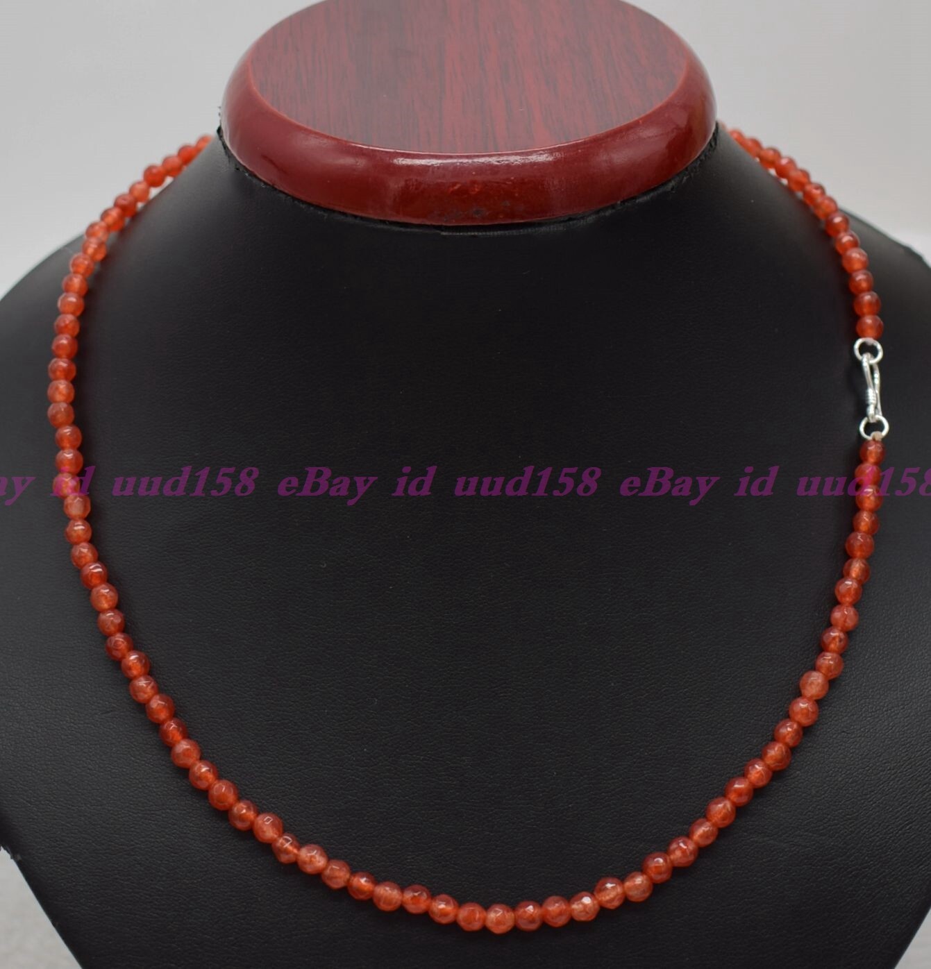 Beautiful 4mm Faceted Red Carnelian Round Gemstone Beads Necklace 16-28″ AAA