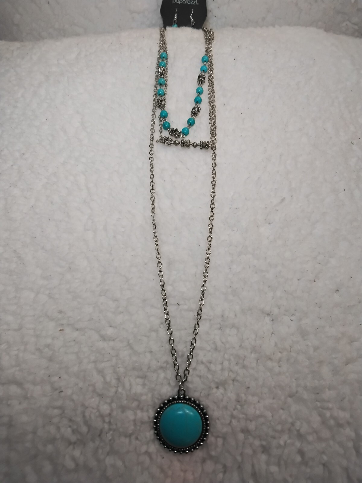 Paparazzi: Blue and Sliver Necklace | Long 3 Layer Necklace |Accessories