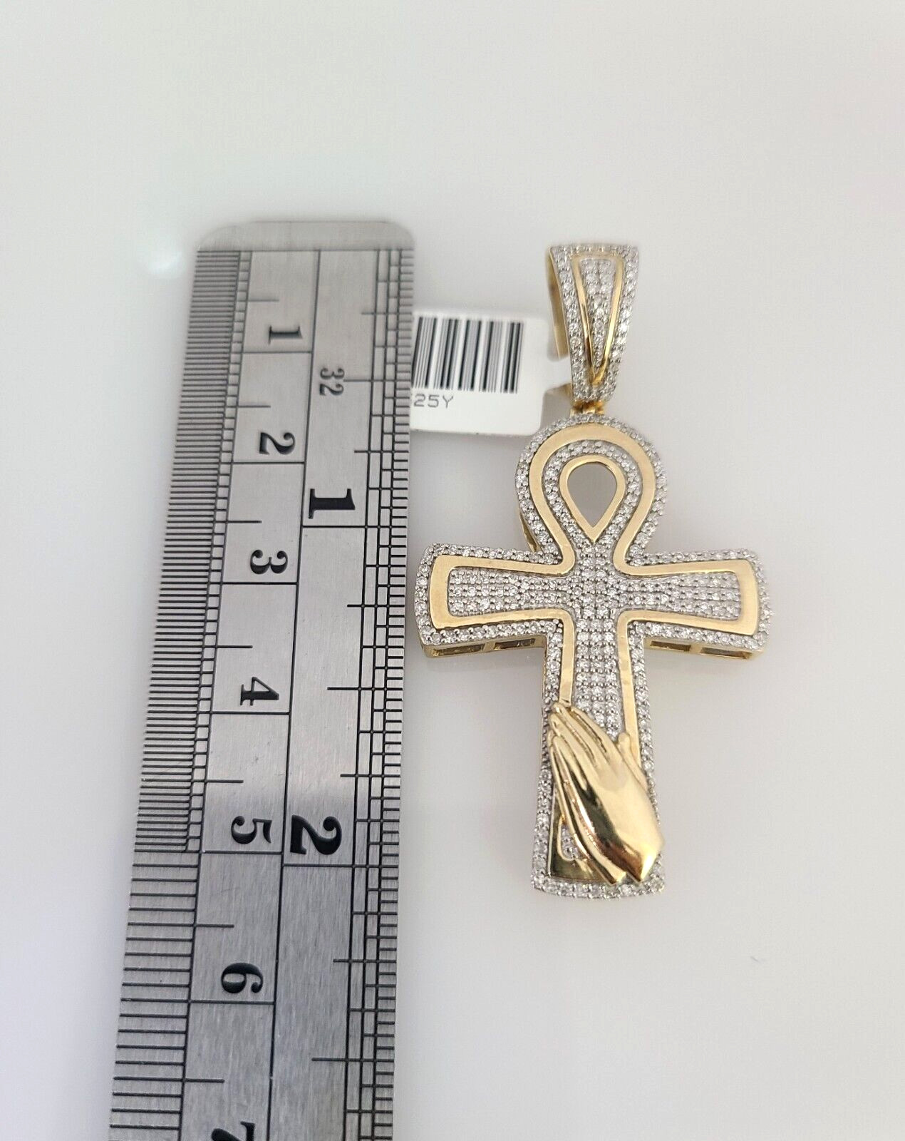 10k Solid Rope Chain Ankh Cross Charm Diamond Set 4mm 20″-28″ Necklace Gold