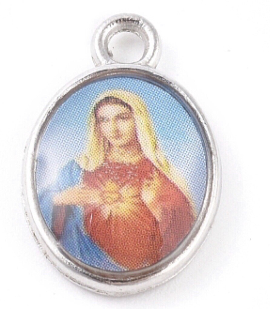 Beautiful Religious Sacred Heart Mary Enamel Pendant charm or Necklace Charm