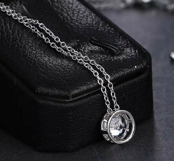 2Ct Bezel Set Solitaire Pendant Necklace Silver Rhodium Plated CZ Crystal N40