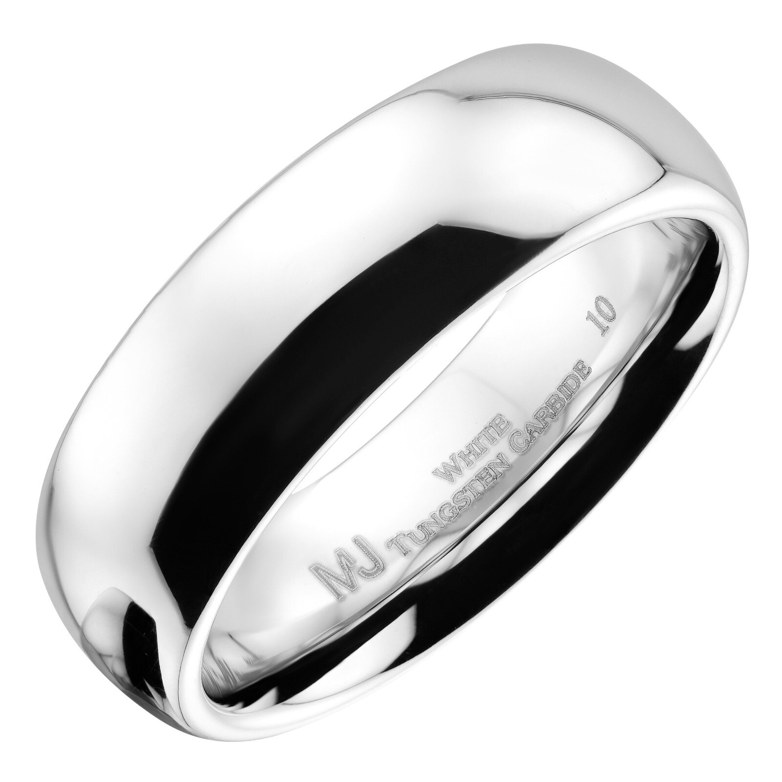 White Tungsten Carbide Wedding Ring Men’s Women’s 2, 3, 4, 5, 6, 7, 8, 10mm