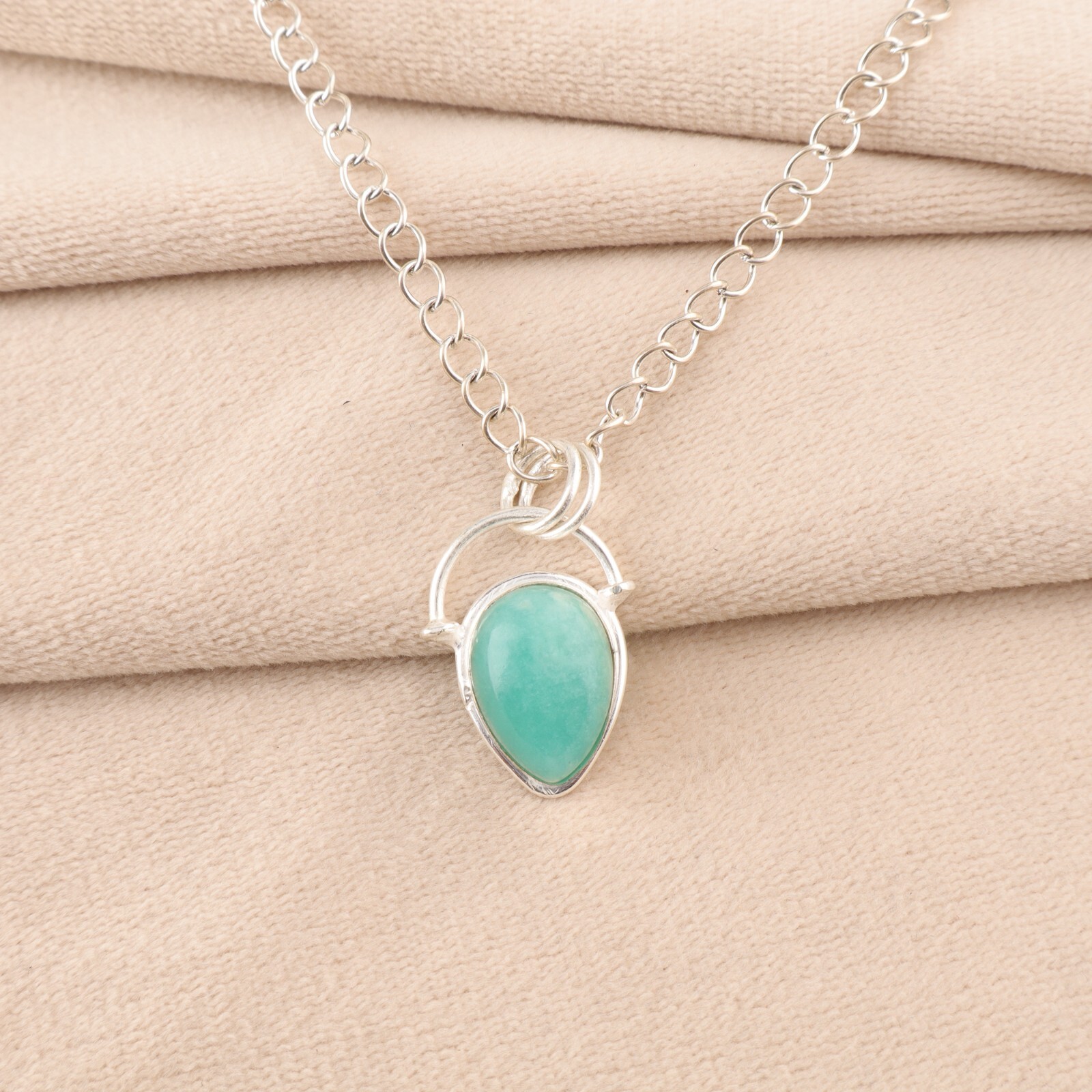 925 Sterling Silver Natural Amazonite Anniversary Engagement New Pendant Jewelry