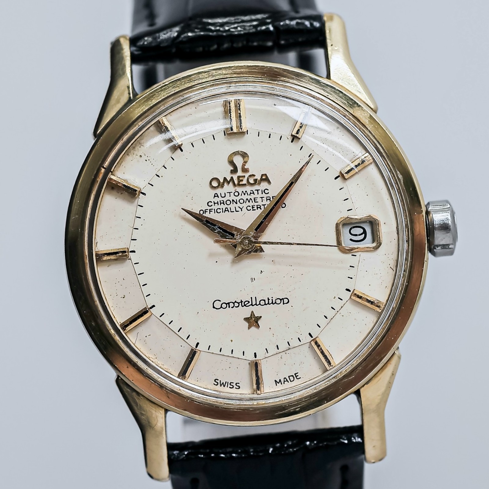 *Vintage 1966* OMEGA Constellation Cal.561 Automatic Date Pie-Pan Gold 34mm Mens