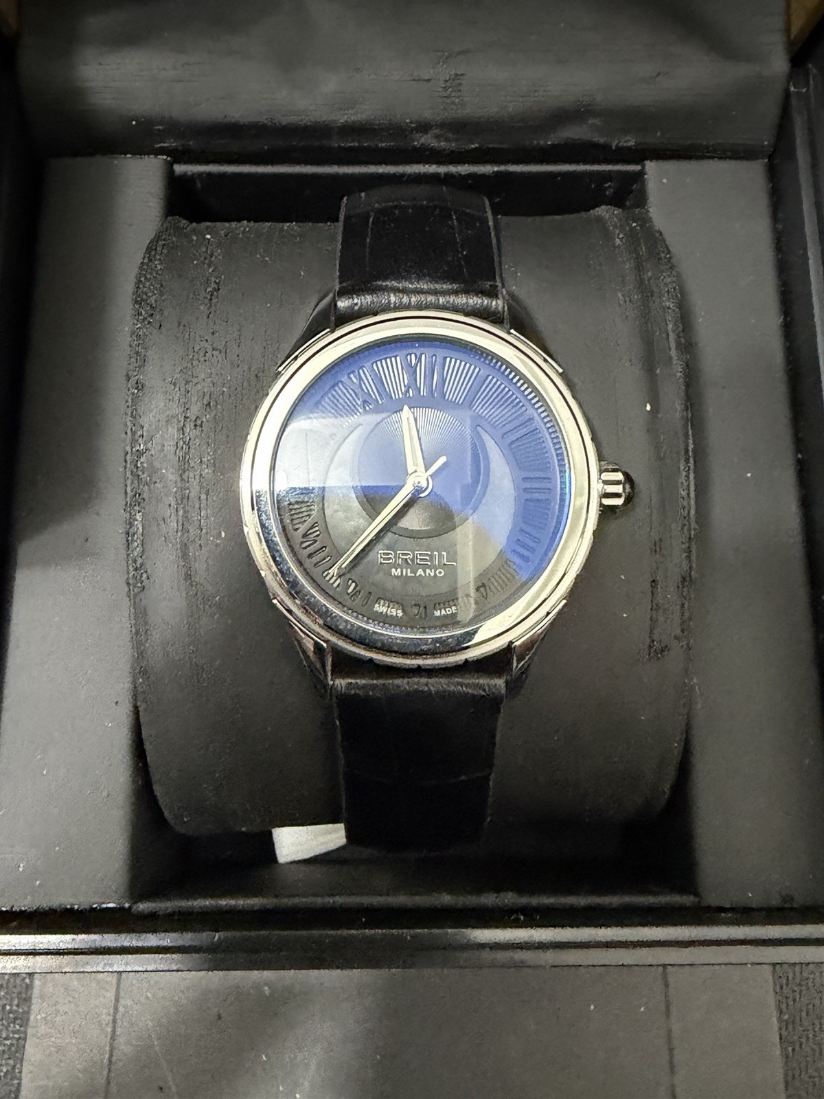 Breil Milano Swiss Made Blue MOP Dial Leather Watch – Brand New