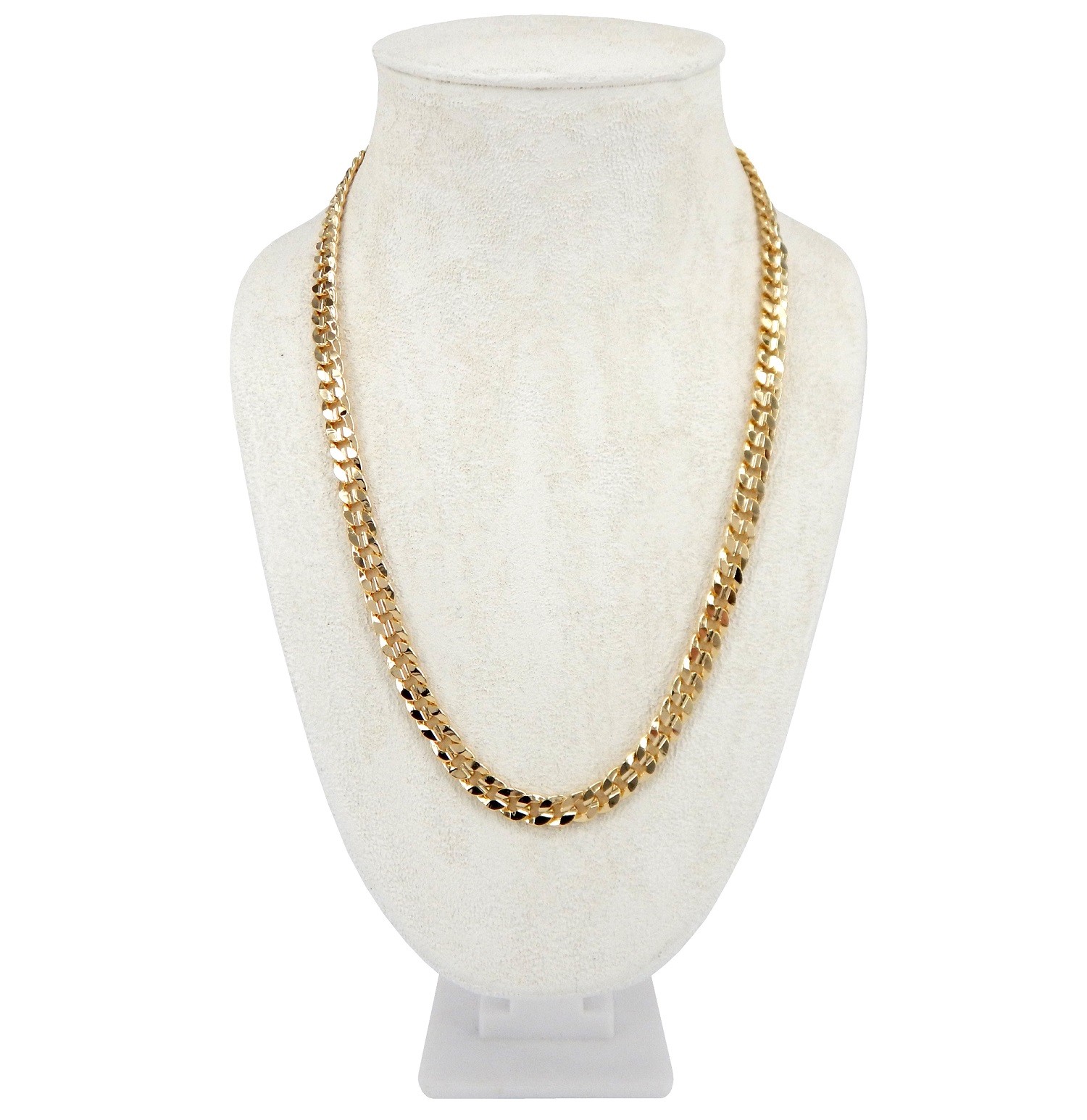 Men’s 8mm Concave Cuban link Chain 20″ 24″ 30″ inch Necklace 14k Gold Plated