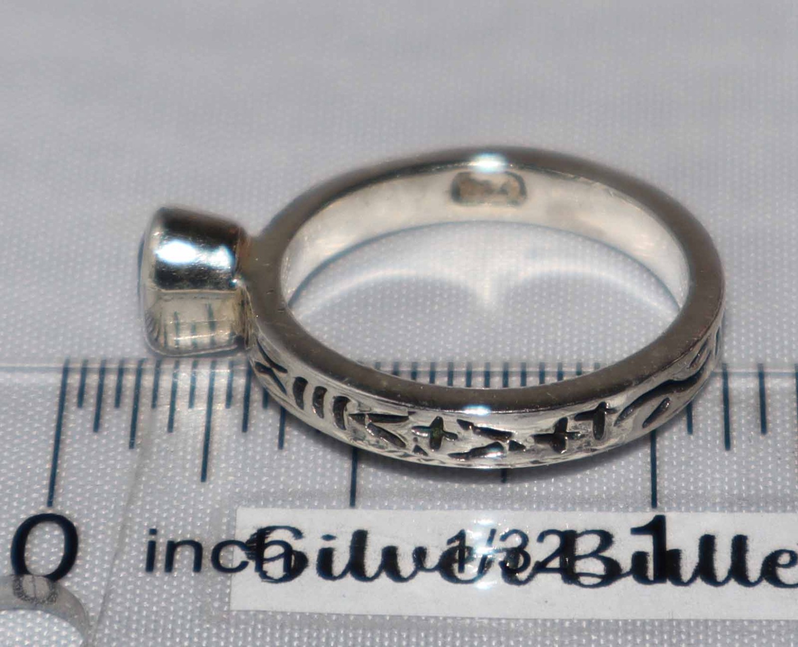 Silpada Sterling Silver Amethyst Etched Band Stack Ring R0455 Size 7