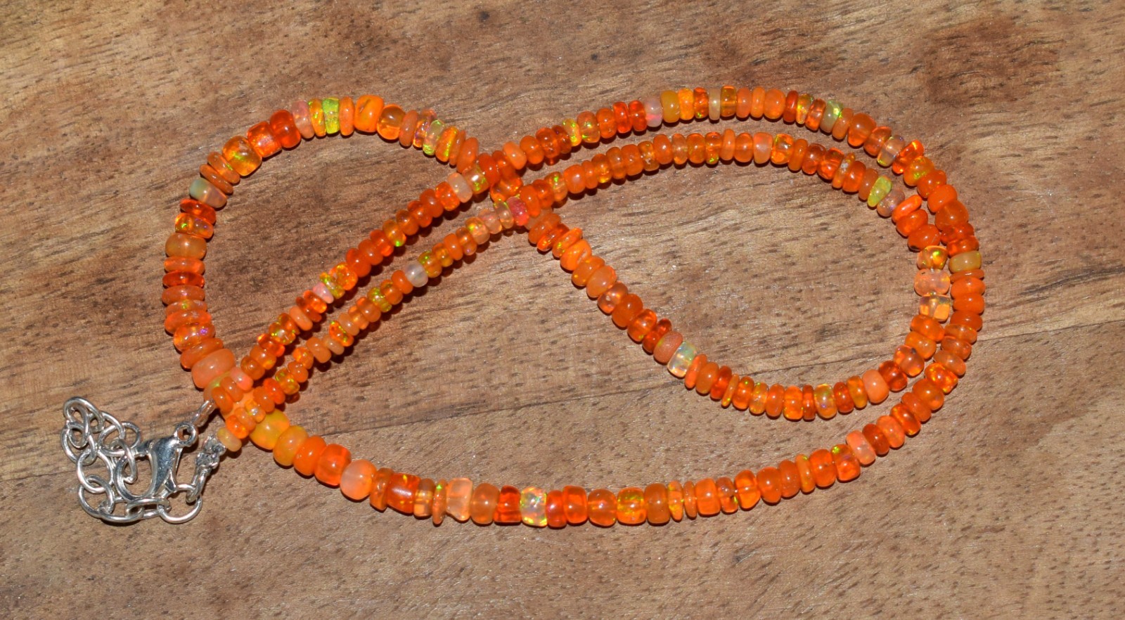 16″Natural Ethiopian Opal Wello Fire Opal Gemstone Bead Necklace m201