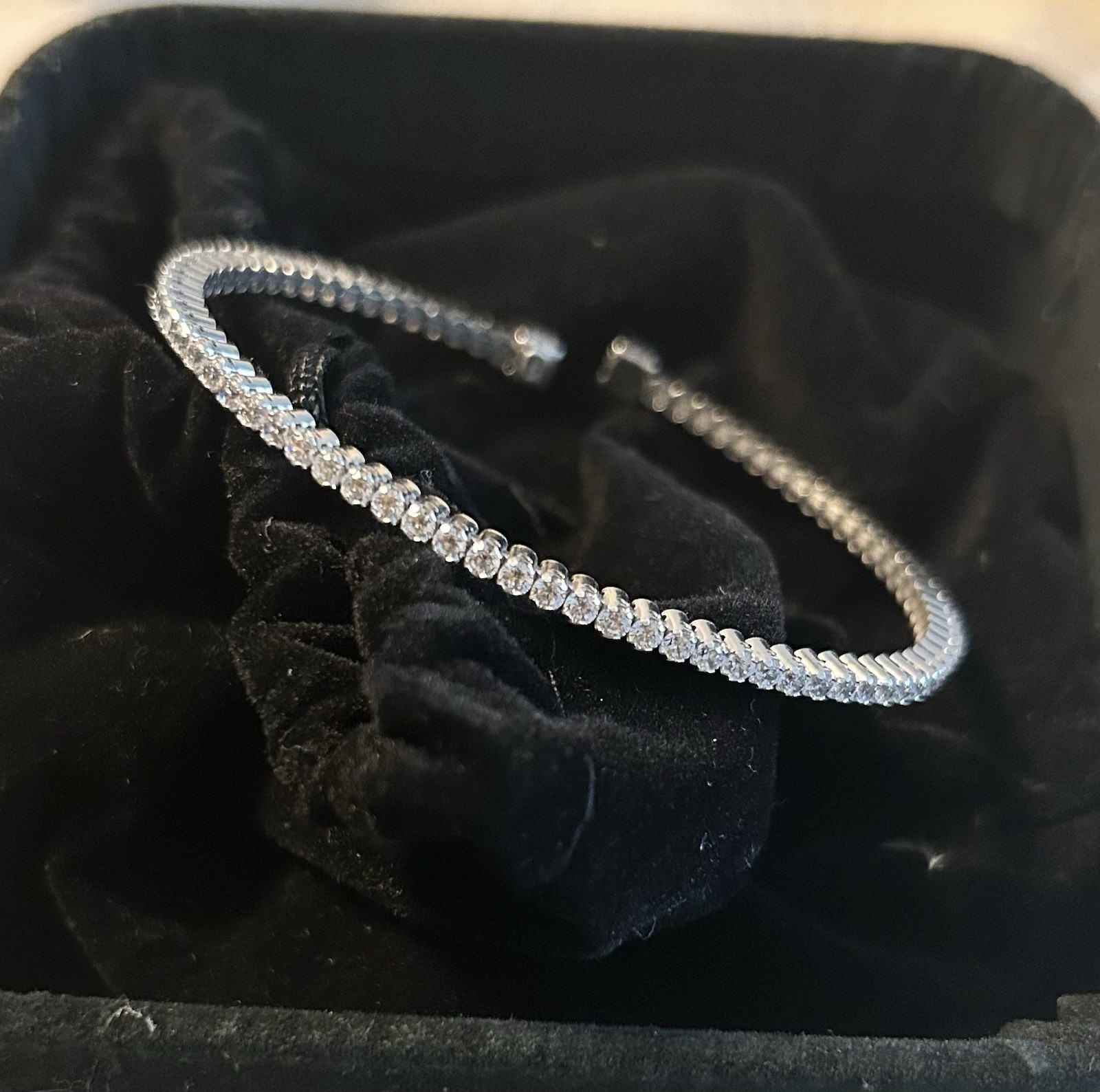 Vintage Silver 925 MILOR CZ Open-Ended Tennis Bangle Bracelet Prong Set Signed