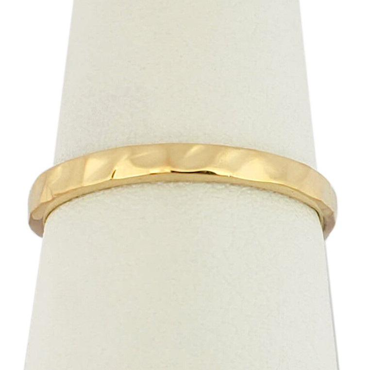 Solid 18K Yellow Gold Hammered Ring 2mm Sizes 1 – 12 Midi Faceted Stack Band