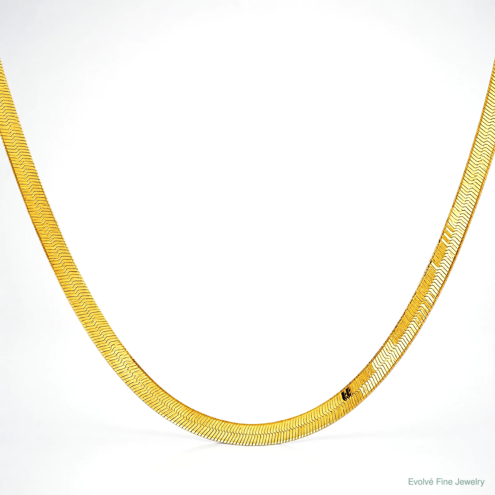 14K Yellow Gold 4mm Silky Herringbone Chain Necklace 16″-24″
