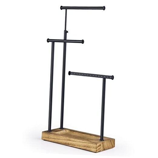Jewelry Organizer Stand, Extra Tall Necklace Holder carbonized black and black