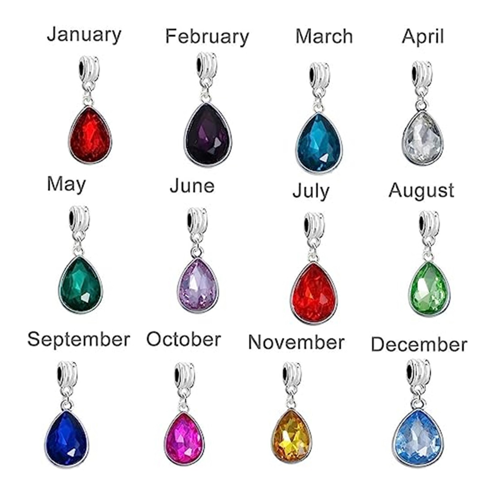 Birthstone Charms Dangling Spacer Beads for European Charm Bracelets