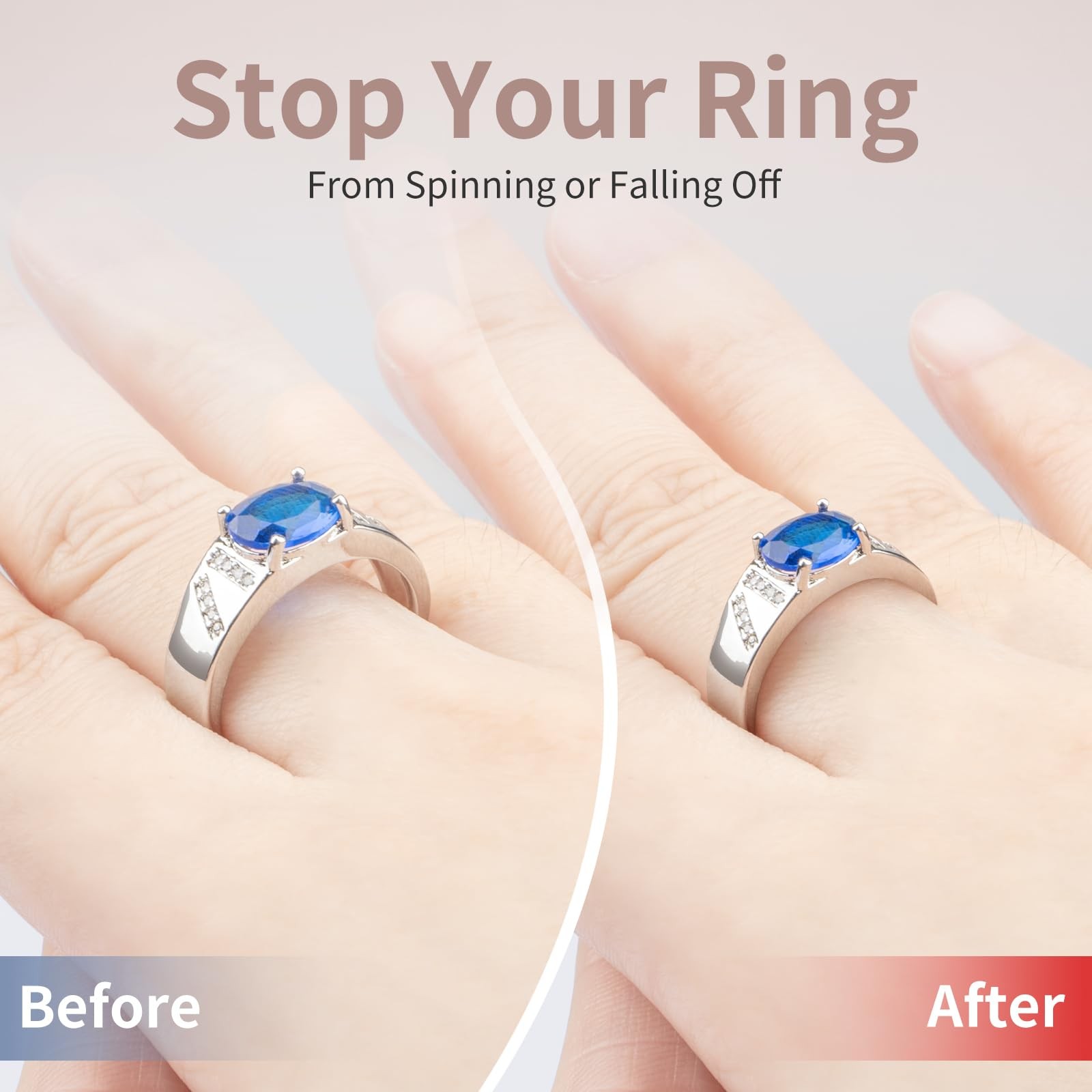 Ring Sizers for Loose Rings – 12 Pack, 4 Sizes Resizer, transparent