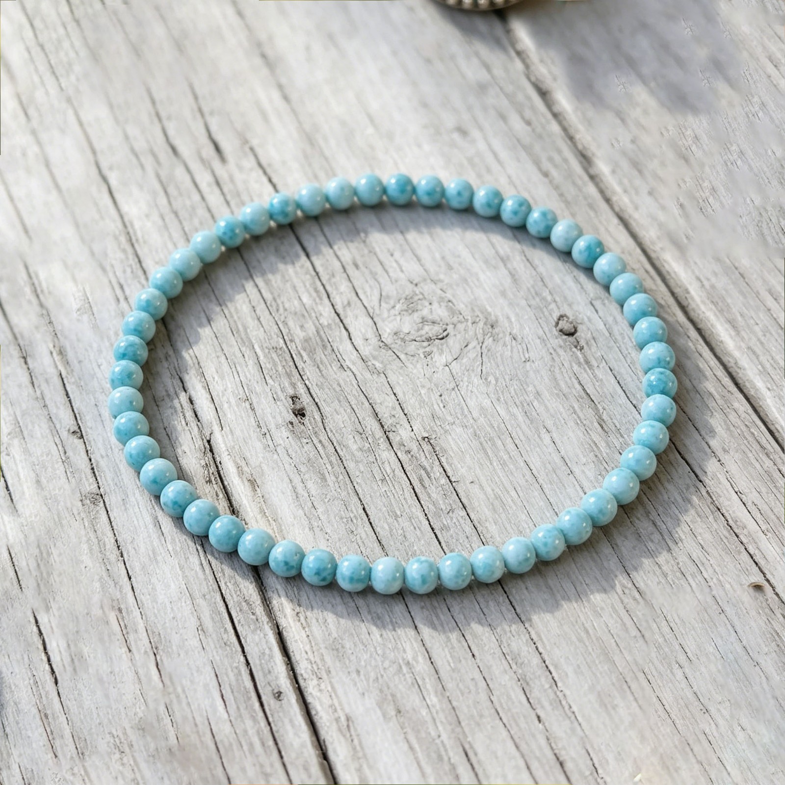 Larimar 6mm Beaded Bracelet Calming Emotional Healing Crystal Jewelry for Women