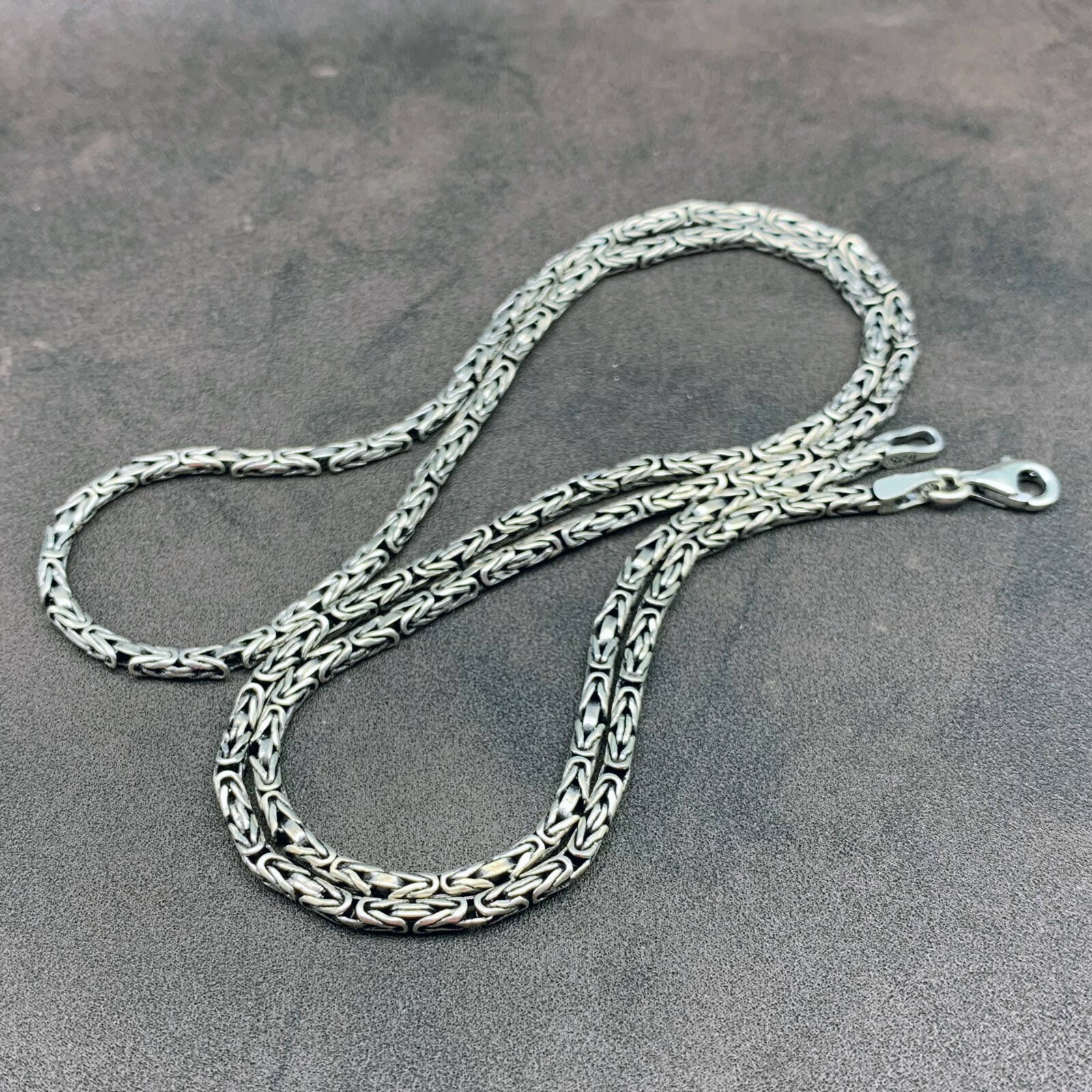 925 Sterling Silver Byzantine Chain 2 mm, 3 mm, 4 mm, 5 mm King Chain Necklace