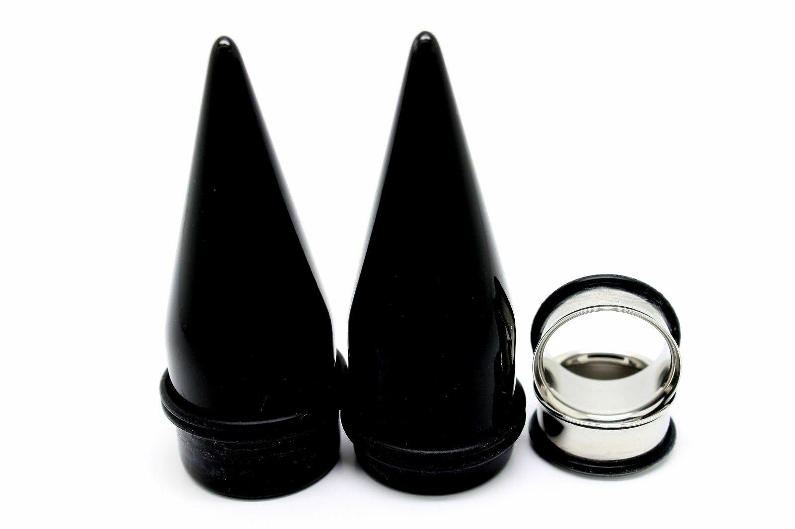 LARGE- 2-EAR GAUGING STRETCHING TAPERS & 2 STEEL PLUGS 4 PIECES TOTAL-UP TO 25MM