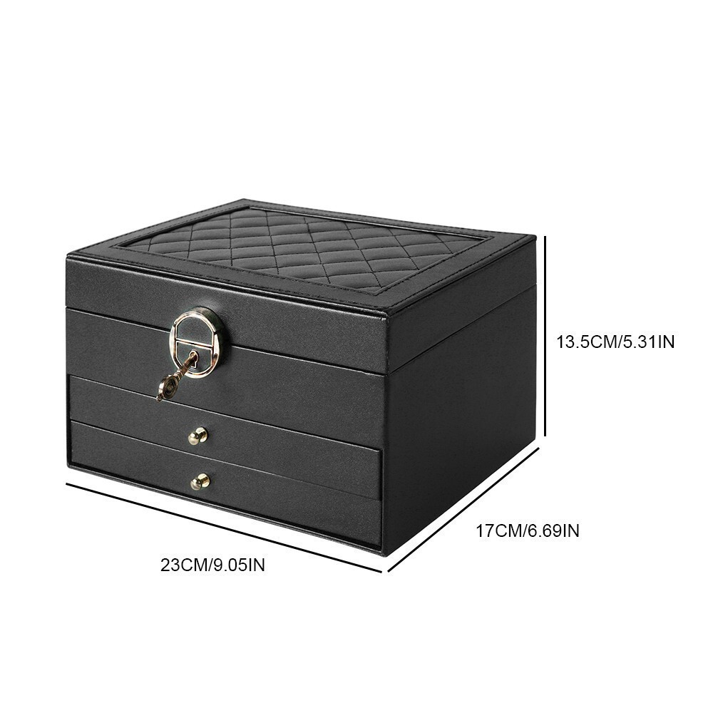 3 Layers Jewelry Box Organizer Large Capacity Ring Earring Necklace Storage Case