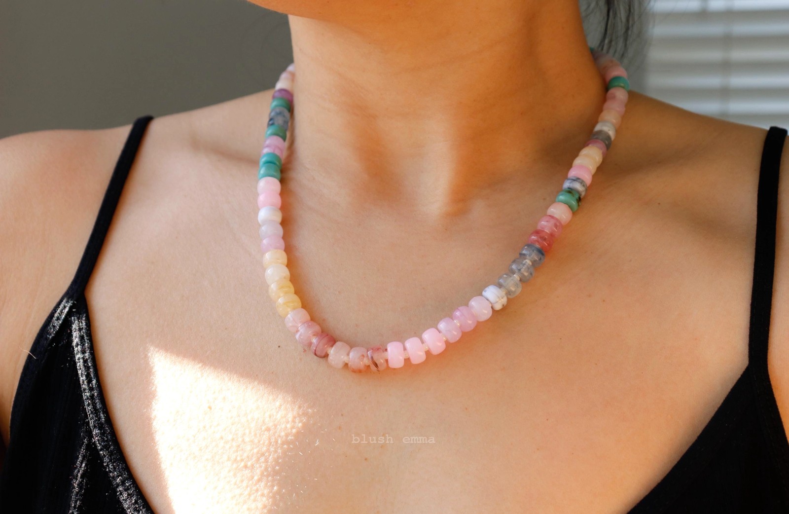 **Neutral Pastels Earth Tone Beaded Necklace Resin Candy Seed Dainty Gift Her**