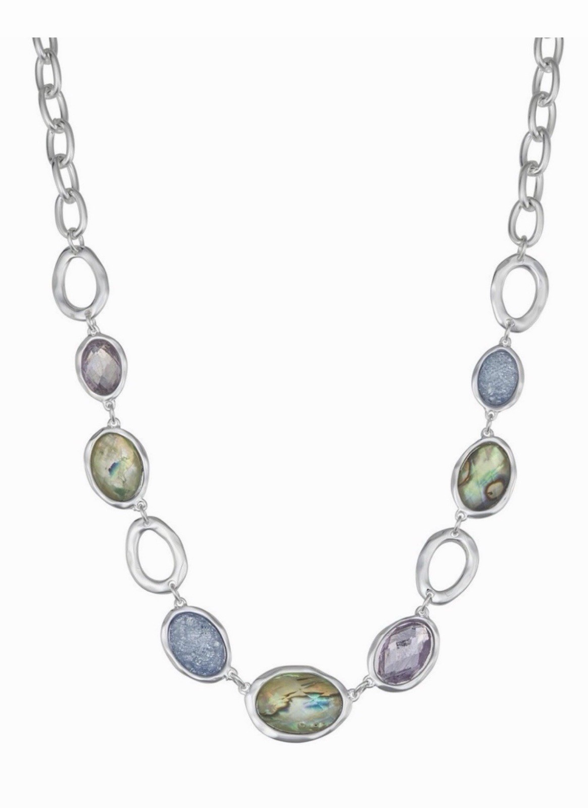Napier Silver-Tone Simulated Gemstone Collar Necklace, 16 Inch Length