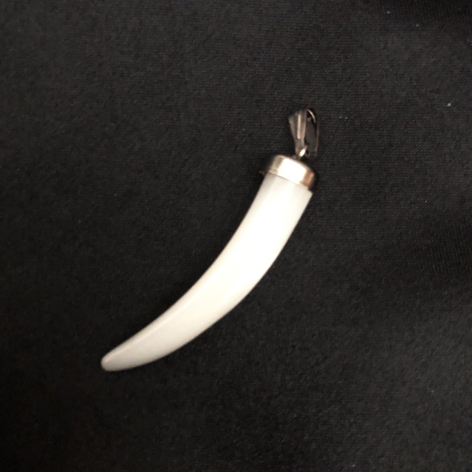 Antique Artisan Italian horn Cornicello pendant Mother of Pearl Filo Blanco