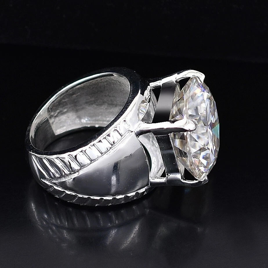 Men’s Ring- RARE 20 Ct Certified White Diamond Ring Size 10 US Tariff Free