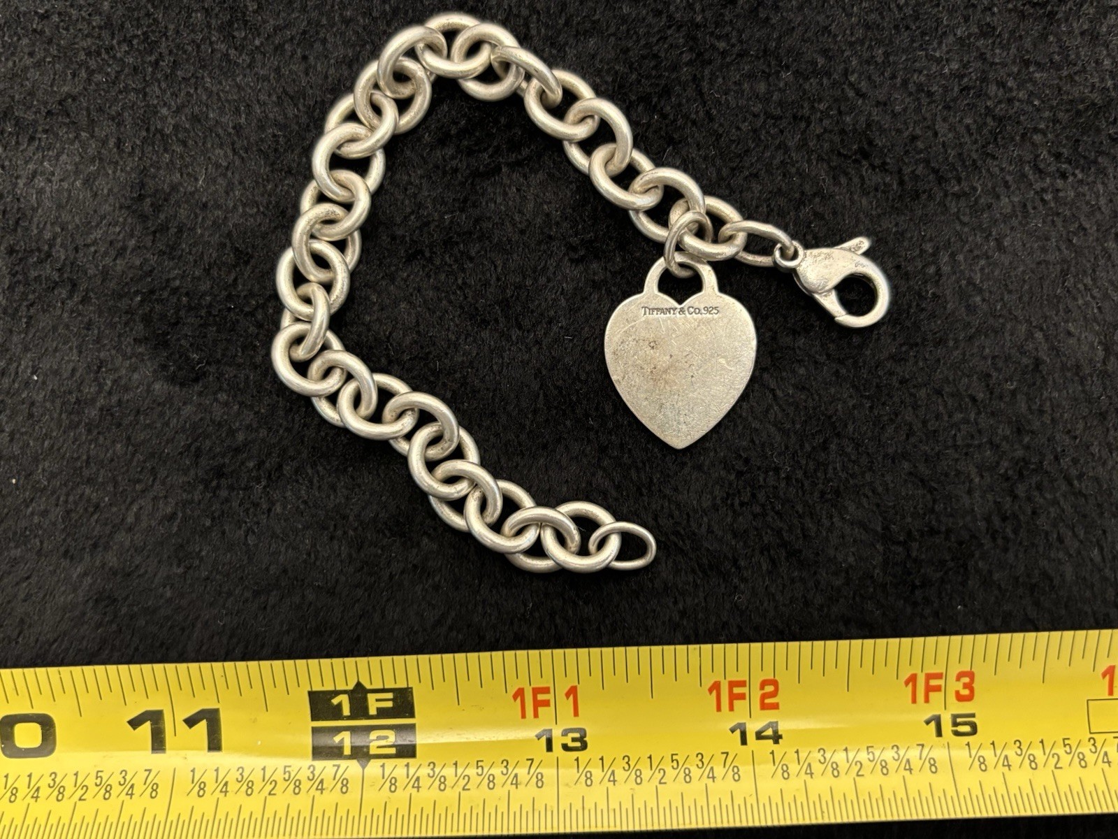 7.5″ Authentic Tiffany & Co. Heart Charm Tag Bracelet Engraved w/ Name Annamaria