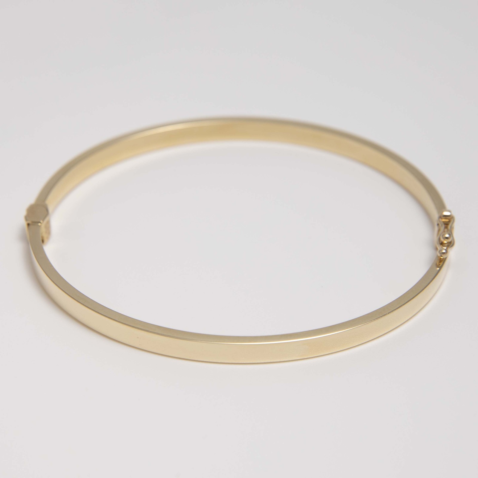 Bangle Bracelet 3mm Shiny Square Tube Real 14K Yellow Gold