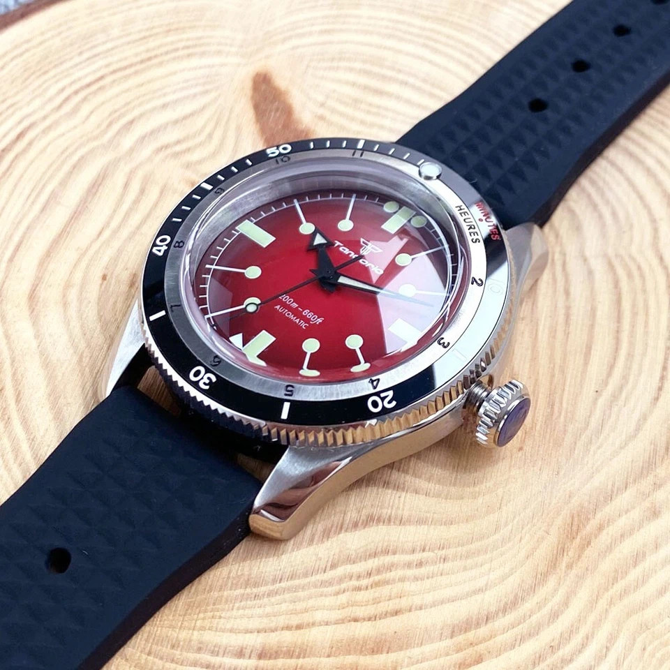 20ATM Diver Tandorio 40mm Sapphire Red Blue Japan NH35A Automatic Men Watch Lume