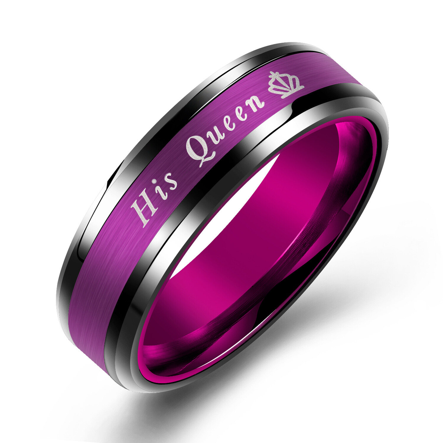 2PCS Her King His Queen Couple Rings Stainless Steel Wedding Promise Band #5-13