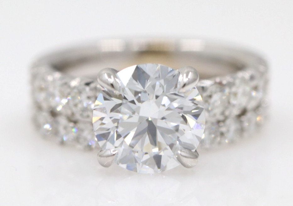 3.02ct VVS1 Lab Grown Diamond Wedding Set 18k White Gold Rings Size 6