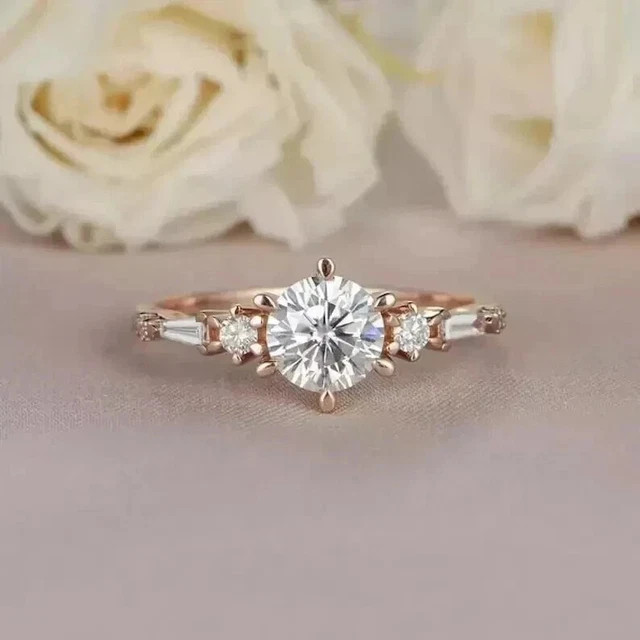 2Ct Round Cut Lab Grown Diamond Women’s Engagement Ring 14k Yellow Gold Plated