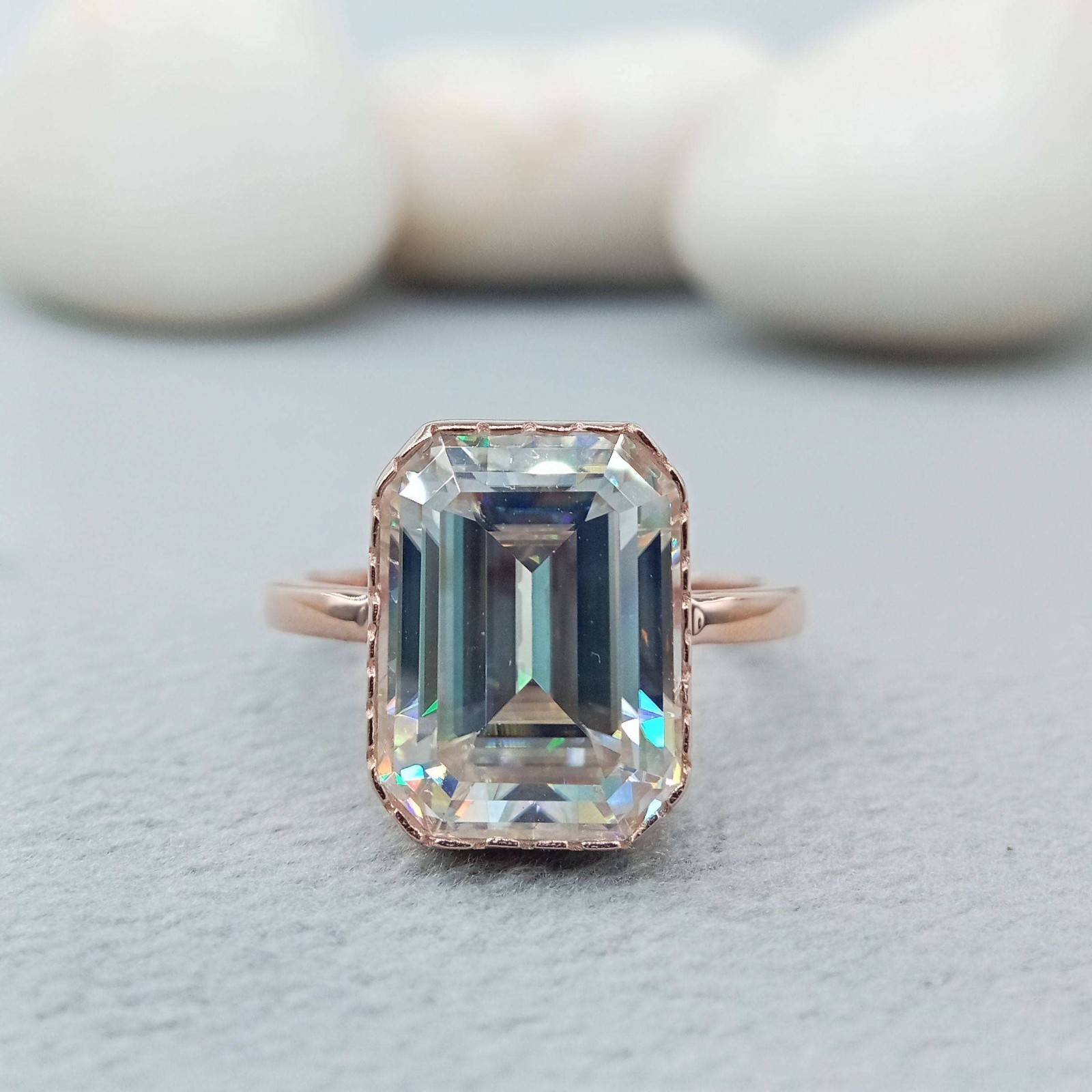 4.50Ct Emerald Moissanite Women’s Statement 925 Sterling Silver Solitaire Ring