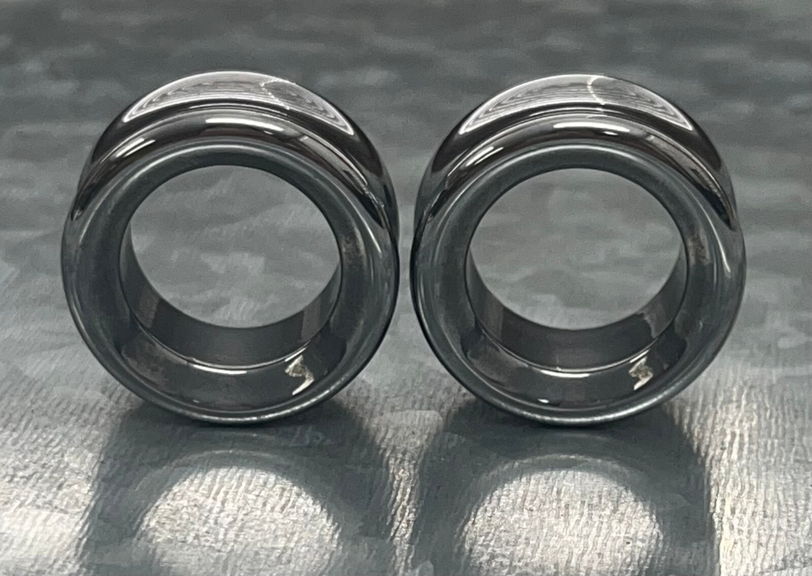 PAIR Hematite Stone Tunnels Hemitite Organic Gauges Earlets Plugs Body Jewelry