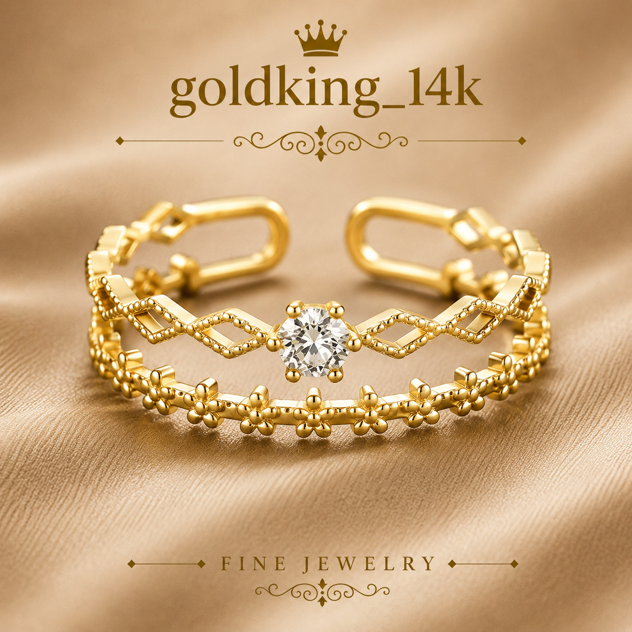 925 Silver Women Simulated Diamond Adjustable Toe Ring Yellow Gold Plated