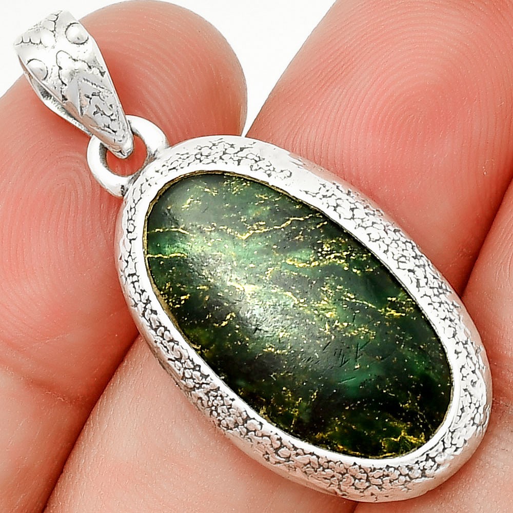 Natural Green Fuchsite 925 Sterling Silver Pendant Jewelry P-1538