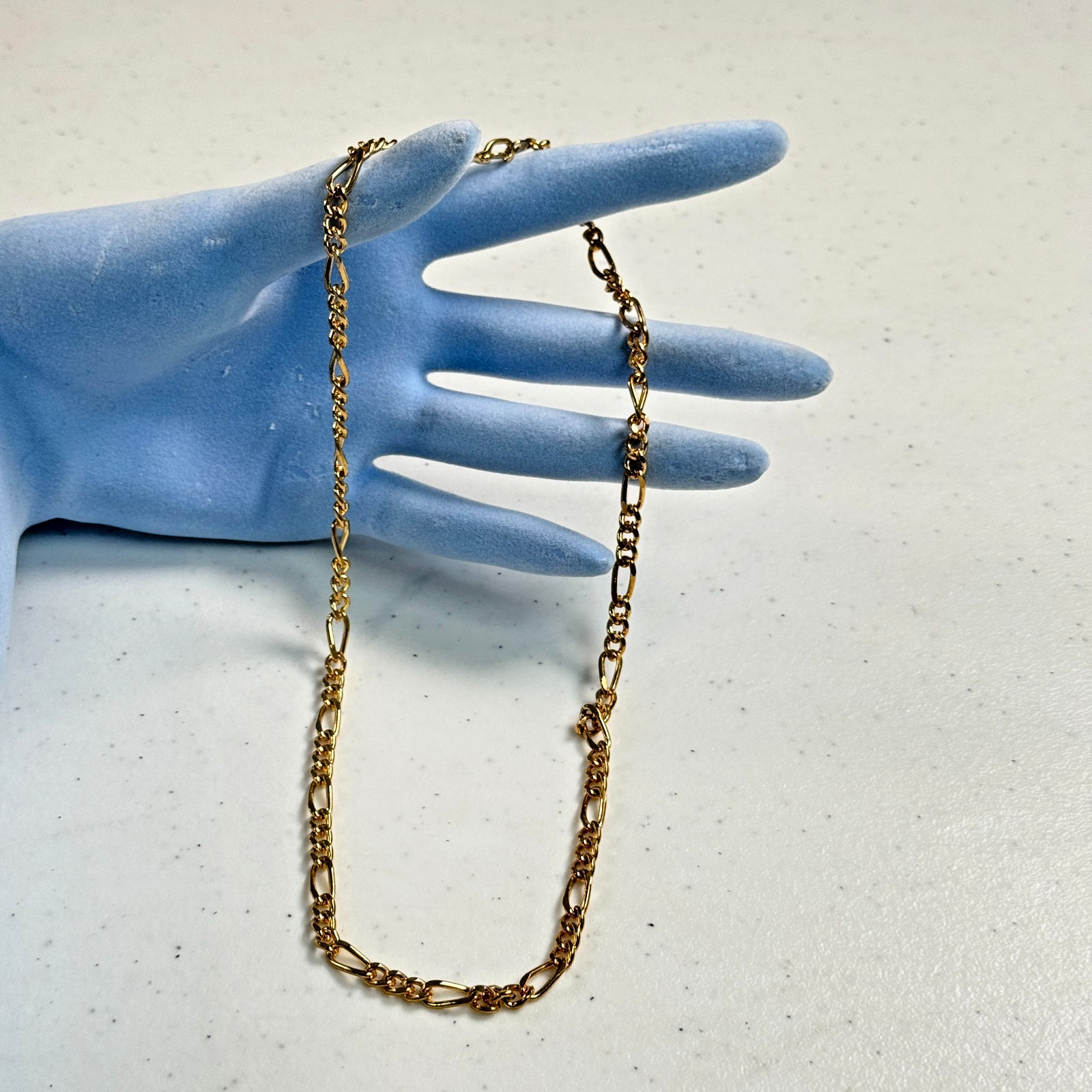Vintage Gold Tone Figaro Rope Link Chain Necklace 80s 90s Y2K