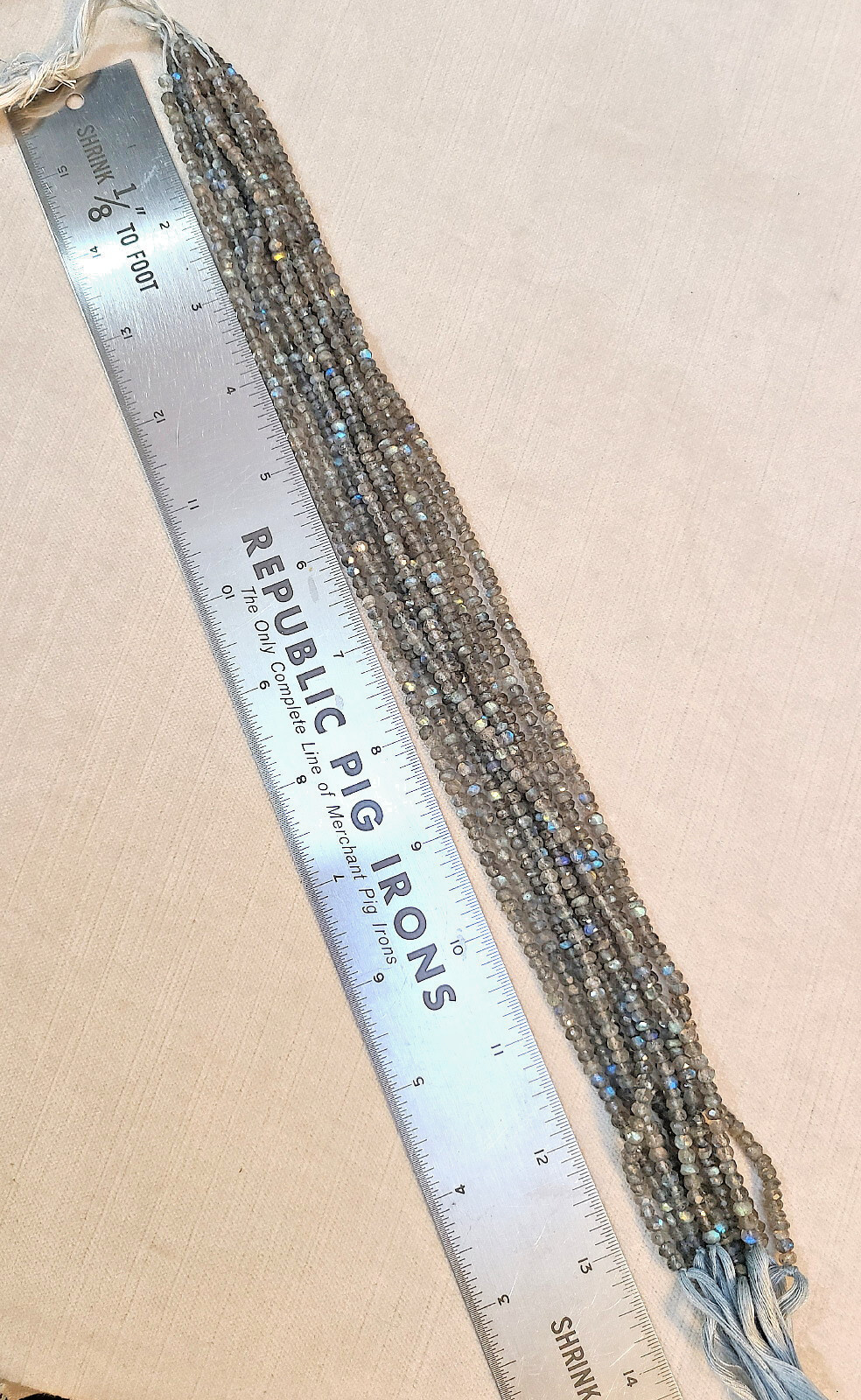 10 Strands Lt. Gray Labradorite Faceted Rondelle Beads 3.7mm-4.2mm 13.5″ Strands
