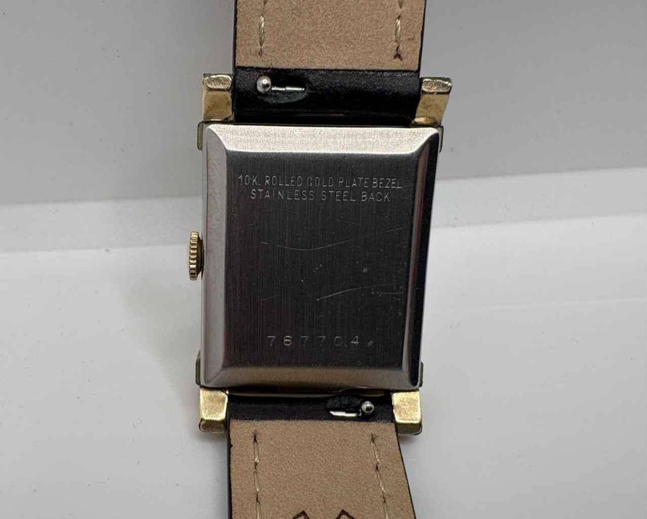 Vintage Benrus Tank 10k Gold Rectangular Men’s Dress Watch