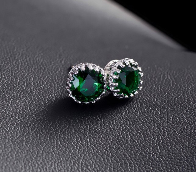 6/8/10mm Men Women Sterling Silver Post Stud Crown Cubic Zirconia Earrings Gift