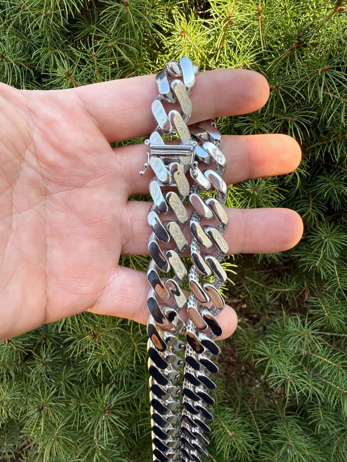 Monaco Cuban Link Chain Necklace Or Bracelet Hollow Real 925 Silver 9-15mm ITALY
