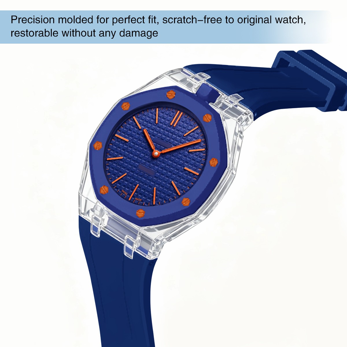 Transparent PC Glacier Case Silicone Wristband Mod Kit For Swatch X AP Royal Pop